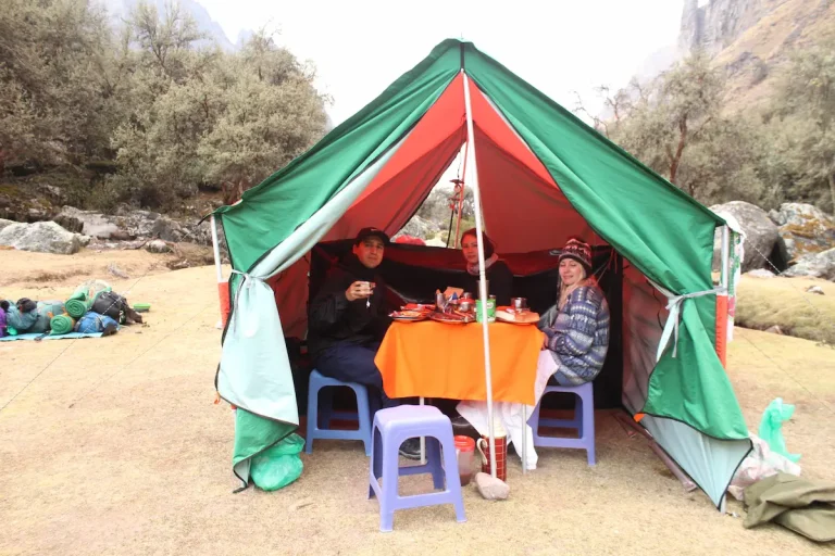 Dining tent set up for hikers on the Lares Trek