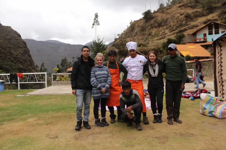 Visitors enjoying the Lares hot springs near Cusco